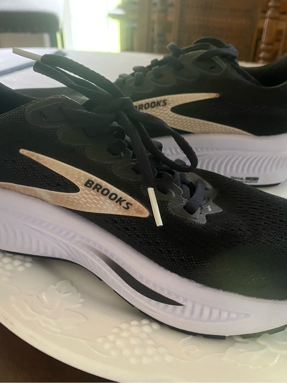Brooks Black Running Shoes with Rose Gold Accent